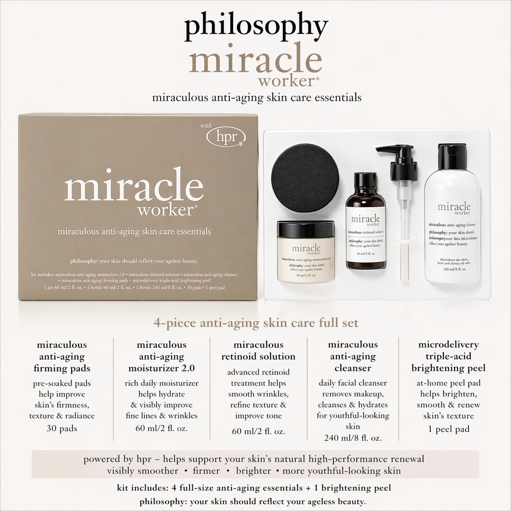 Philosophy Miracle Worker Miraculous Anti-Aging Skin Care 4 Piece Full Size Set